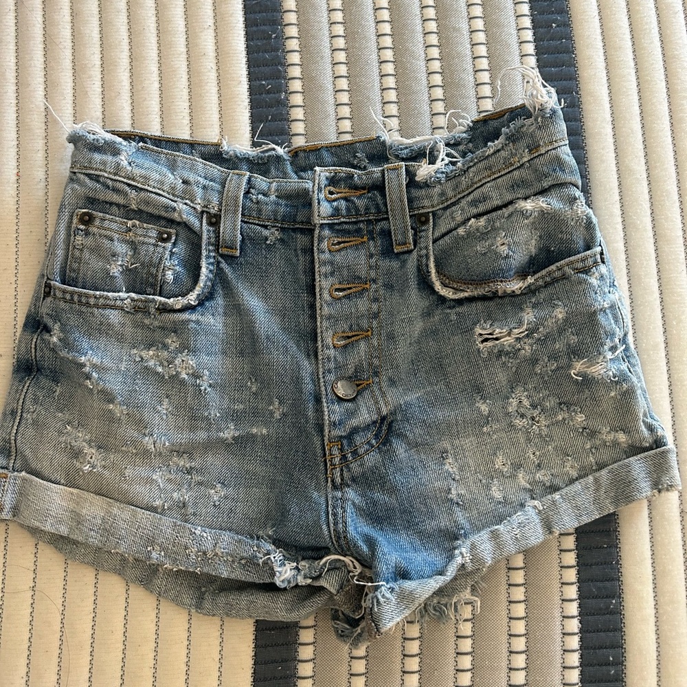 Carmar denim distressed shorts.